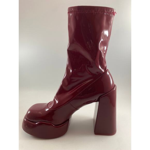 Charles & Keith Darcy Patent Platform Ankle Boots - Red 37 US 7 - Picture 6 of 10